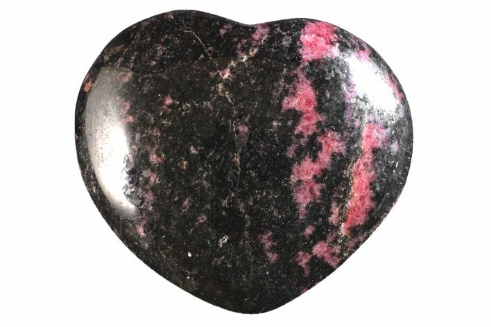 3.9" Polished Rhodonite Heart - Madagascar
